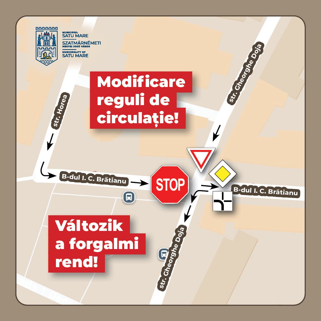 ATENȚIE MARE ȘOFERI!!! Reguli de circulație schimbate radical pe una dintre cele mai tranzitate zone din Satu Mare
