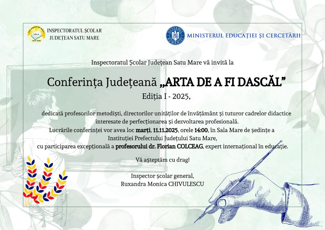 Conferința județeană „Arta de a fi dascăl”