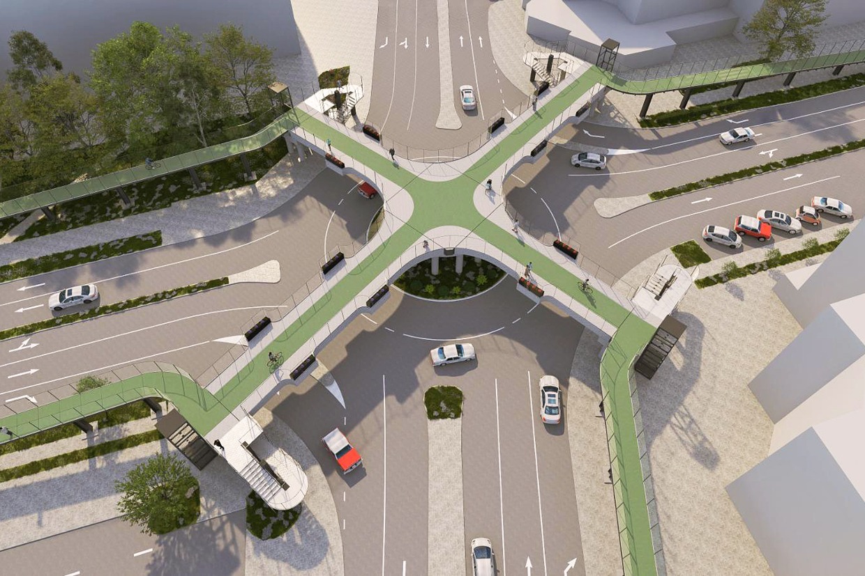 PLANȘE DETAILATE. MOBILITATE. Pasarela pietonală și velo de la intersecția Crinul: un nou reper urban pentru Satu Mare