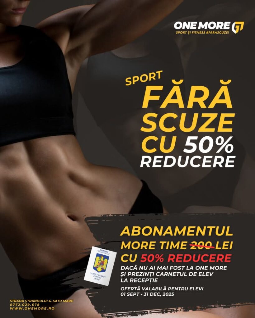 Crăciun activ la One More Satu Mare: sportul vine cu reduceri speciale pentru elevii şi clienţii fideli