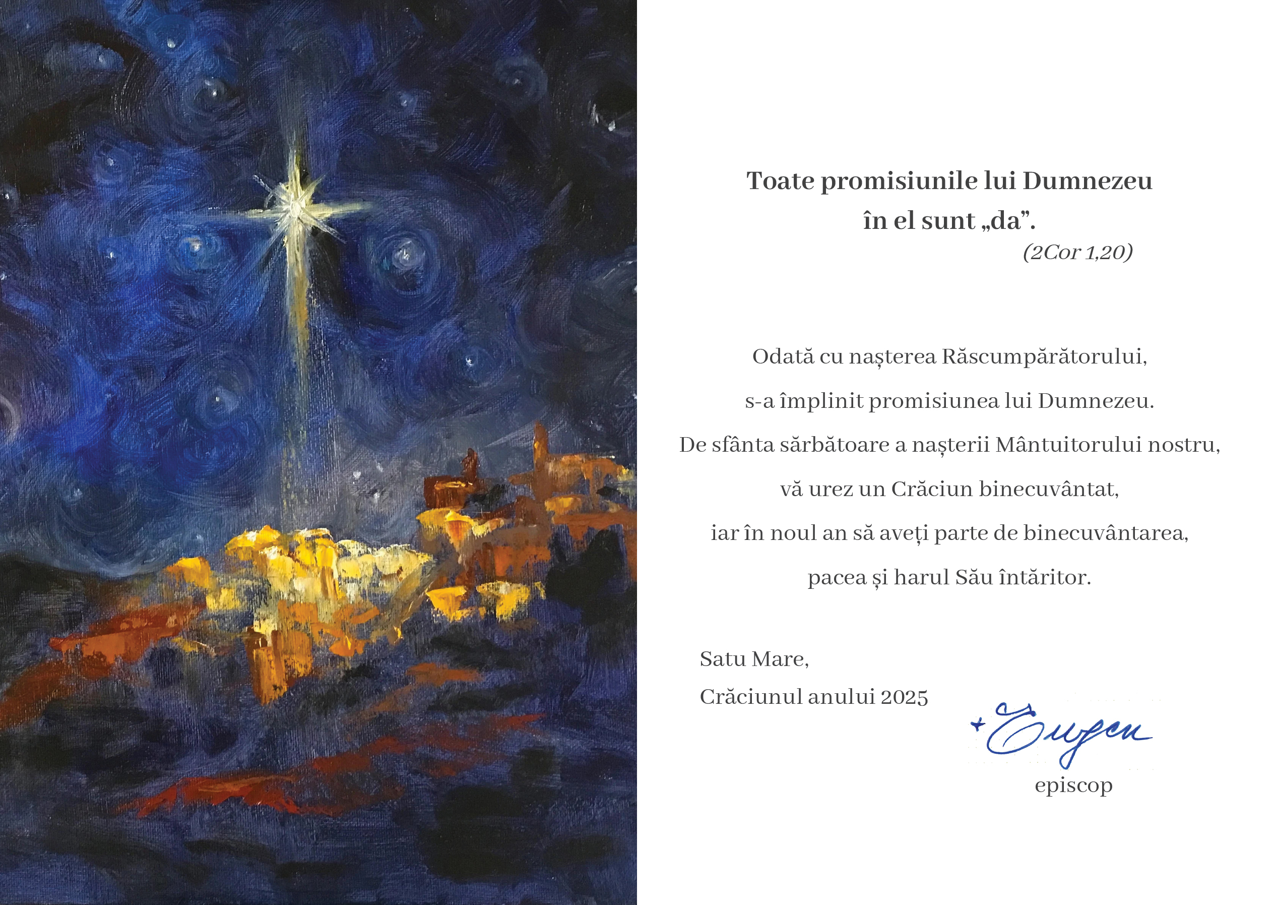 Crăciunul ca împlinire a Promisiunii – Mesajul Episcopului romano-catolic Eugen către credincioșii diecezei de Satu Mare