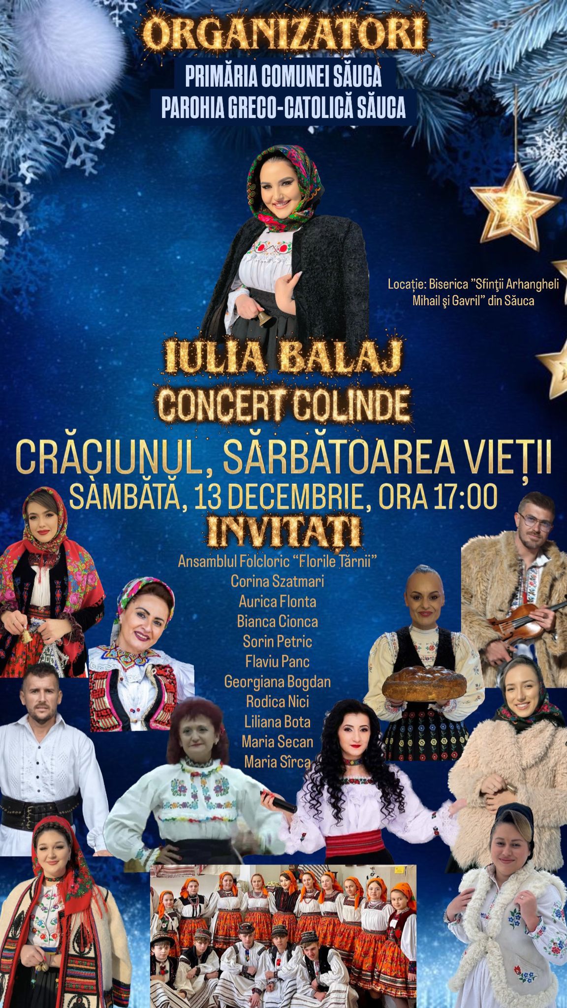 Crăciunul, sărbătoarea vieții – concert de colinde la Șăuca, cu invitați de seamă ai folclorului românesc