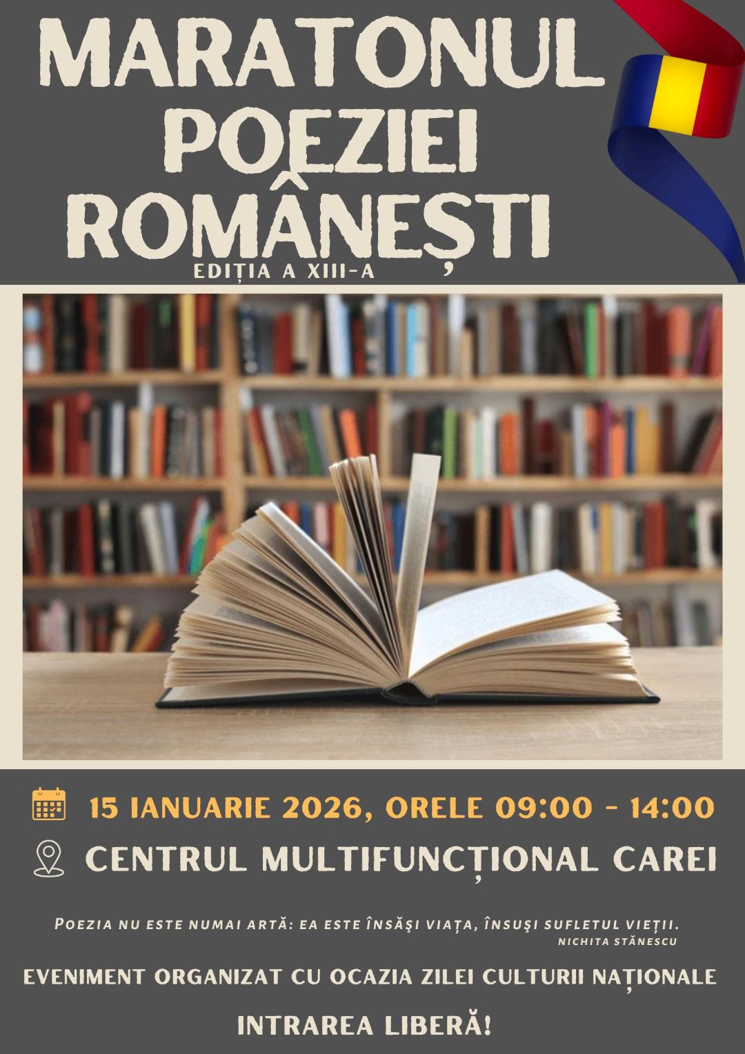 Maratonul poeziei românești, ediția a XIII-a, la Carei