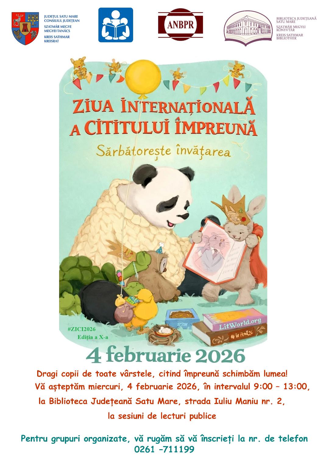 Biblioteca Județeană Satu Mare  se alătură evenimentului global ZICI–Ziua Internațională a Cititului Împreună