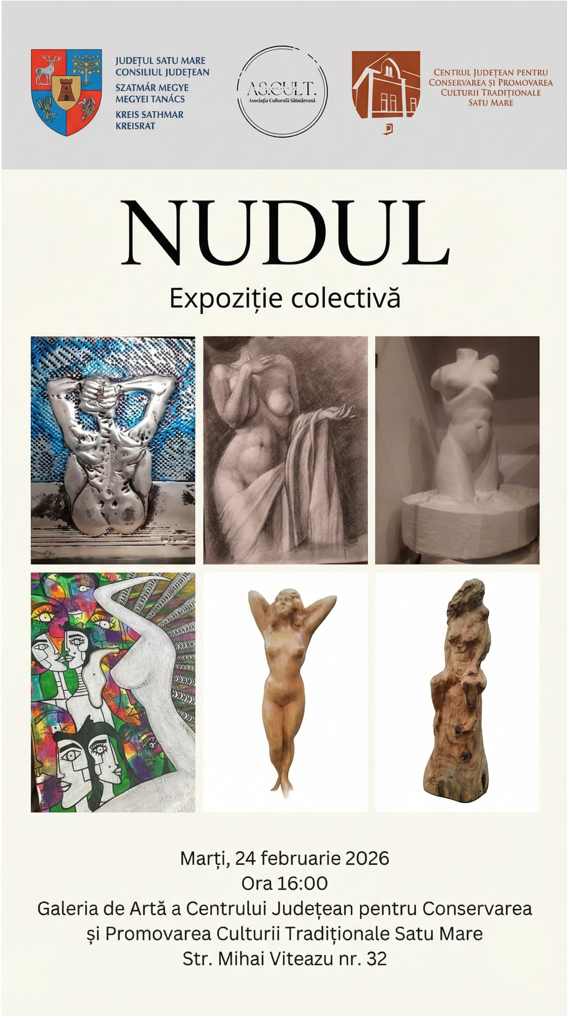ARTĂ „NUDUL” – expresie și rafinament într-o expoziție colectivă la Satu Mare