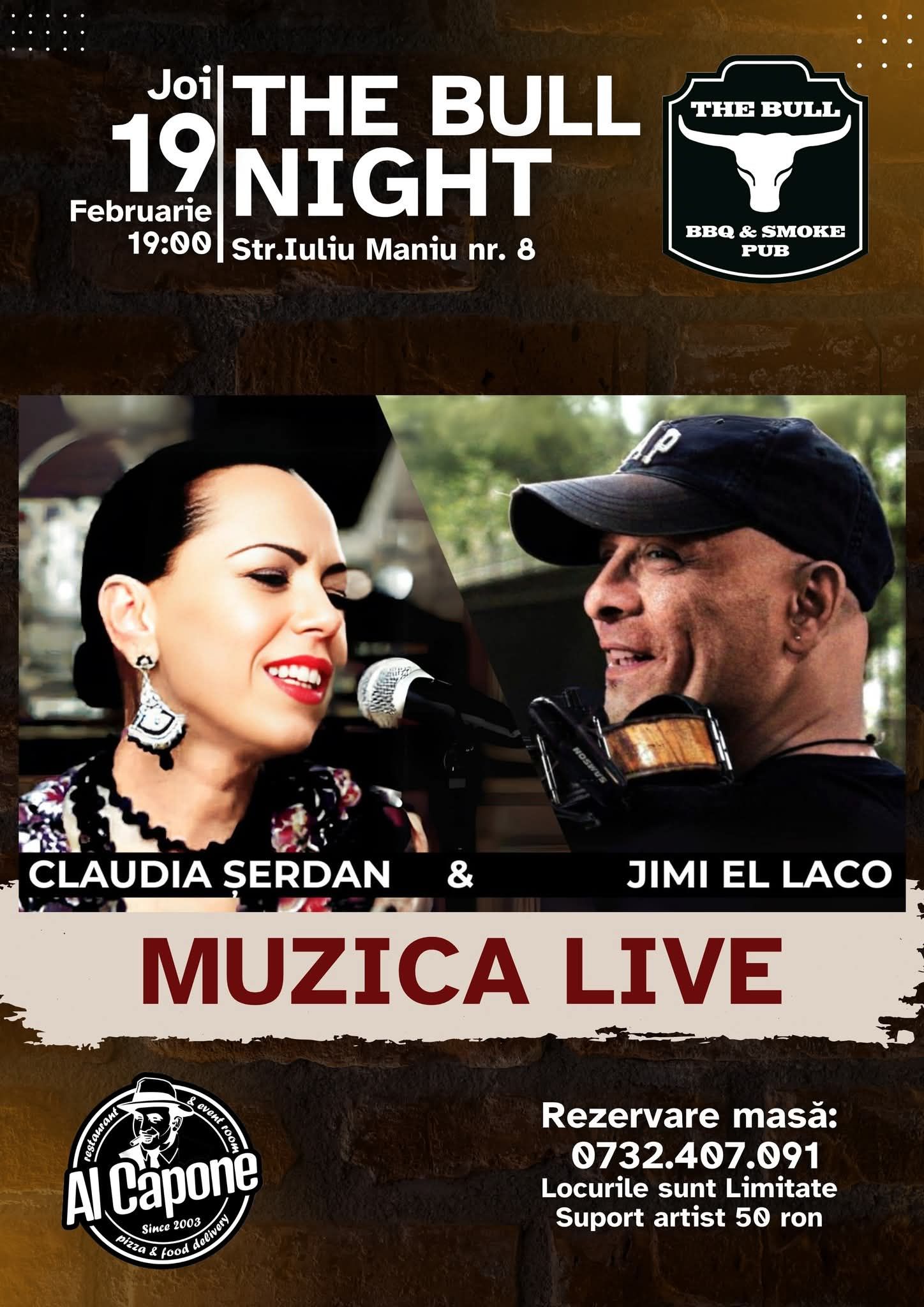 MUZICĂ „Din inimă și rădăcini” – o seară live cu Claudia Șerdan și Jimi El Laco la The Bull