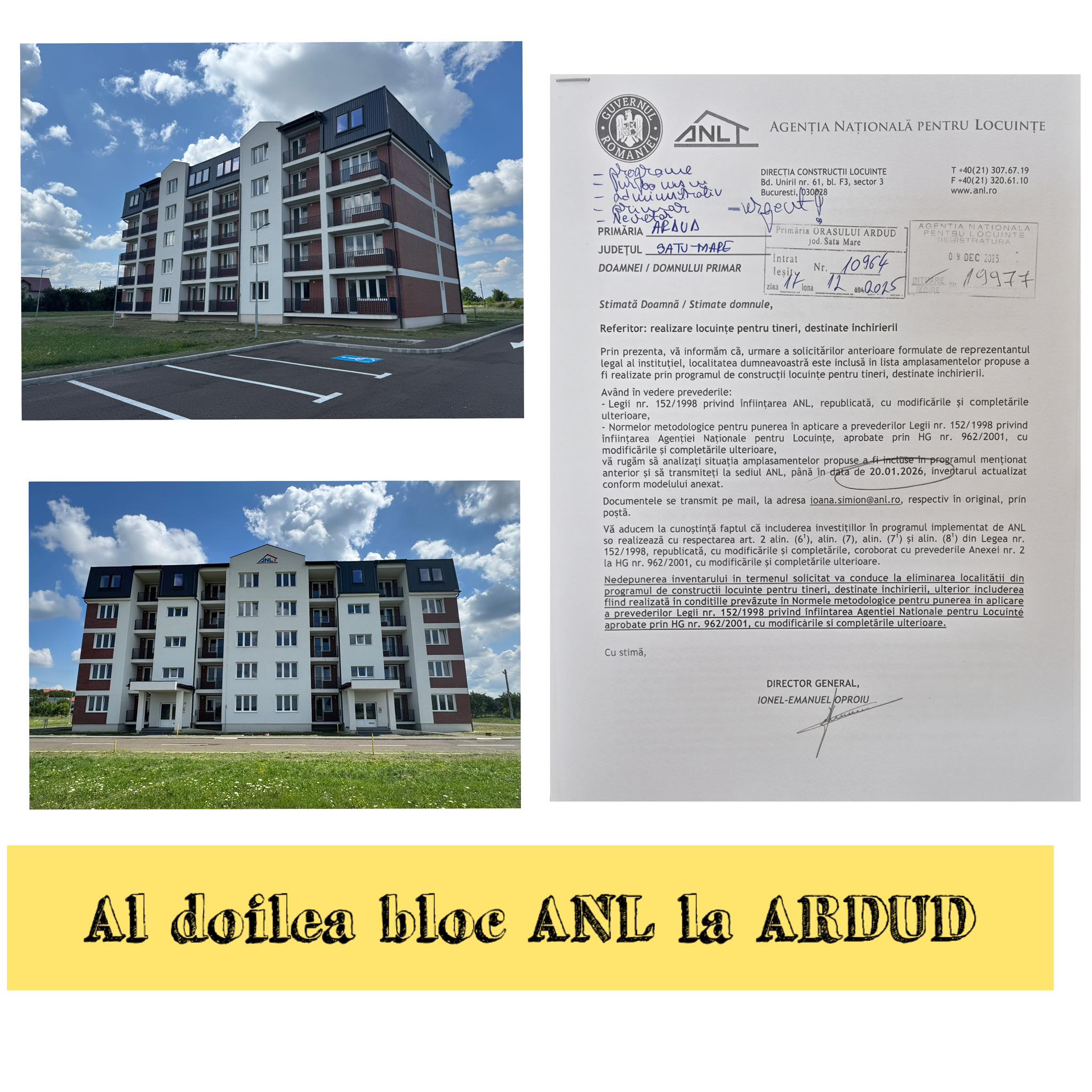 DEZVOLTARE Al doilea bloc ANL din Ardud, oficial pe lista de investiții