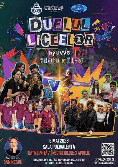 Au început înscrierile!  Dan Negru reaprinde „Duelul Liceelor by UVVG", la Arad