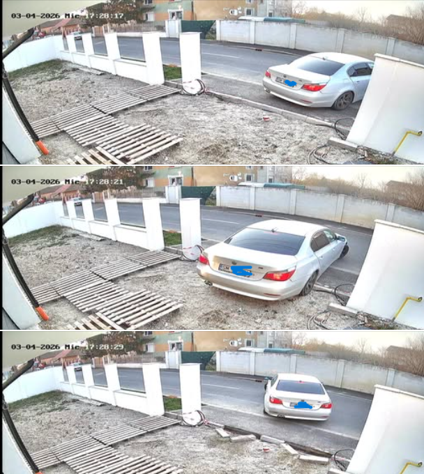 Șoferul de bemveu și bordura distrusă