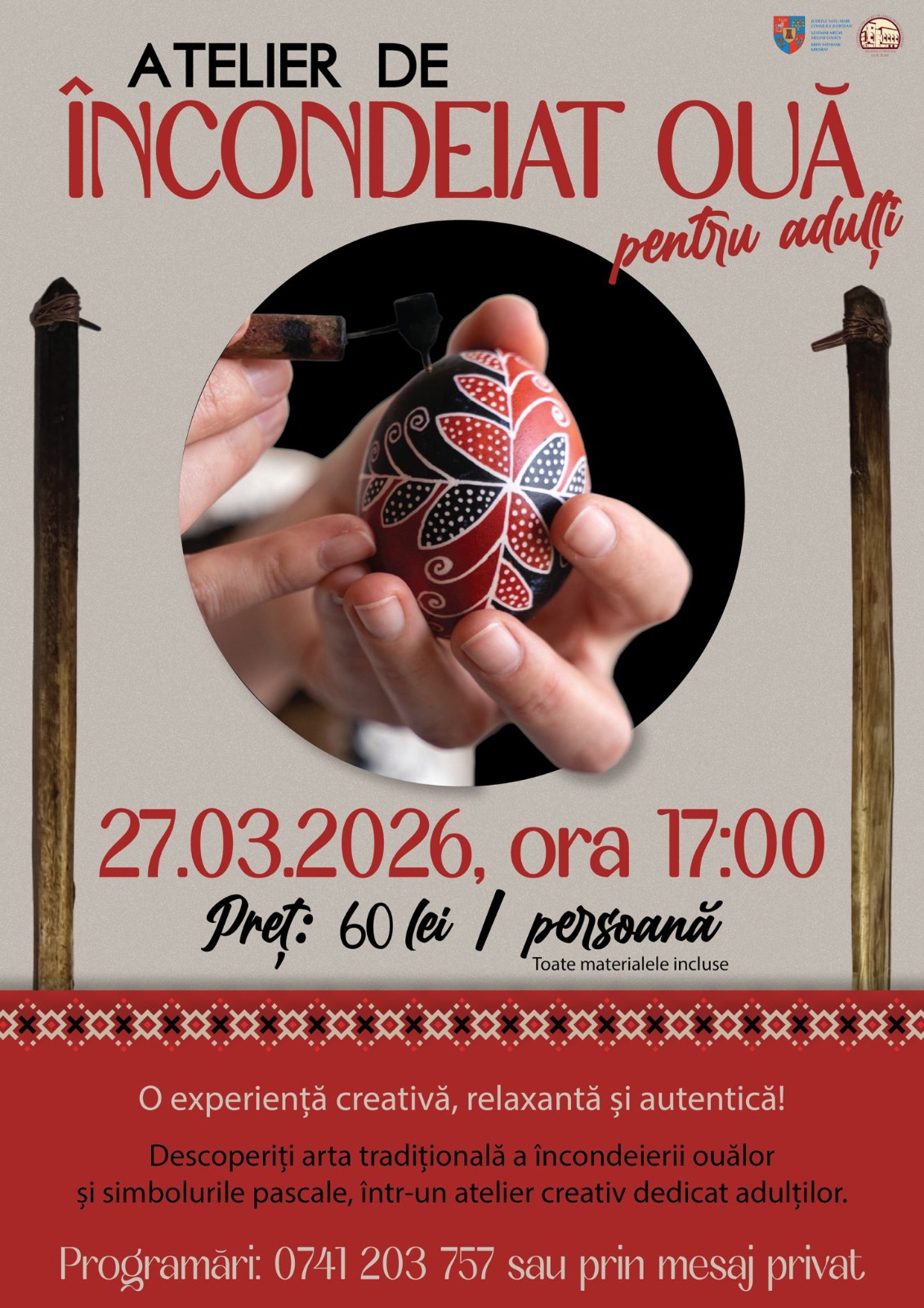 TRADIȚII Atelier de încondeiat ouă pentru adulți, la Muzeul de Artă din Satu Mare