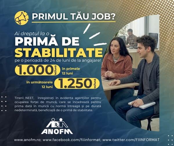 OCUPARE Prima de stabilitate: sprijin financiar pentru tinerii care se angajează prima dată